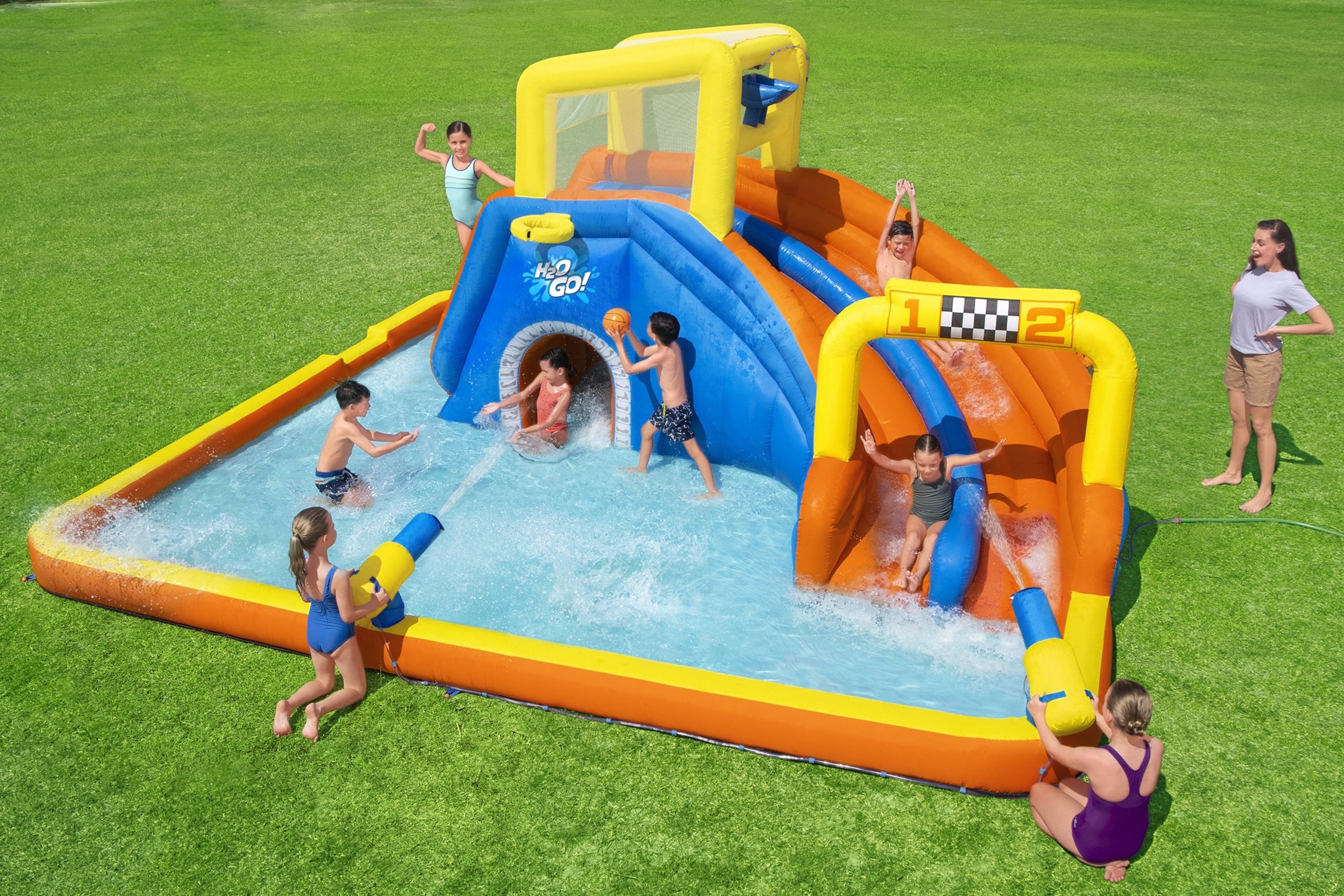 H2OGO! Super Speedway Kids Inflatable Water Park 8'8