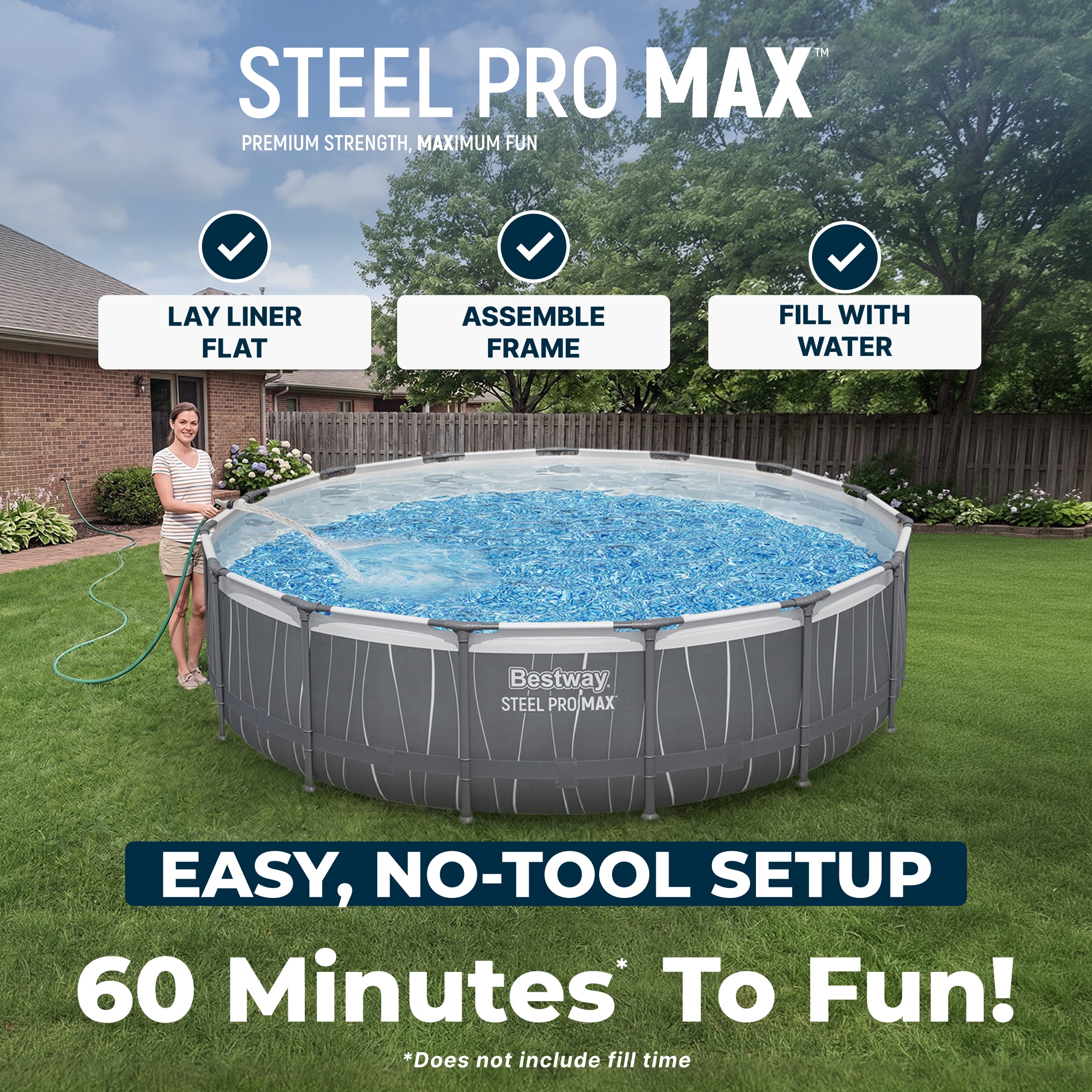 Bestway Steel Pro MAX 15' x 42 Round Above Ground Pool Set with LED Light - Image 7