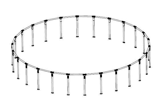 Power Steel 26' x 52 Above Ground Round Pool Frame Set Replacement. Light Gray (Footings and T-Connectors)