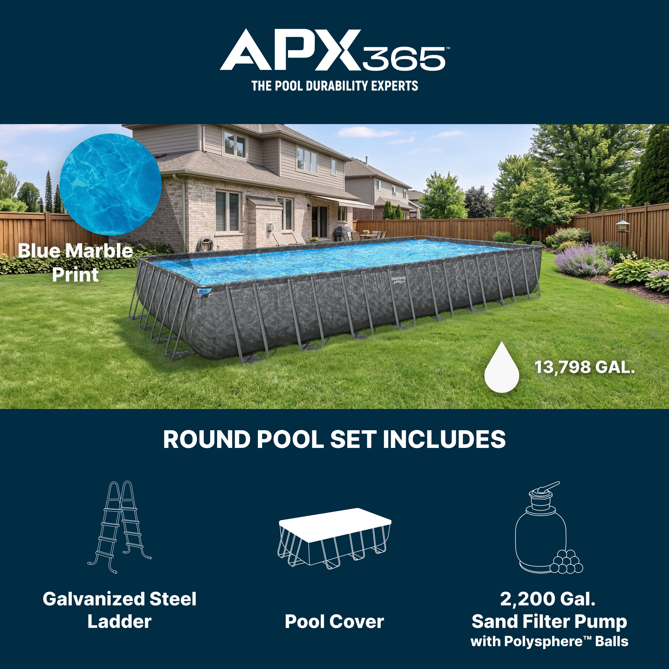 Bestway APX 365 31'4 x 16' x 52 Rectangle Above Ground Pool Set - Image 3