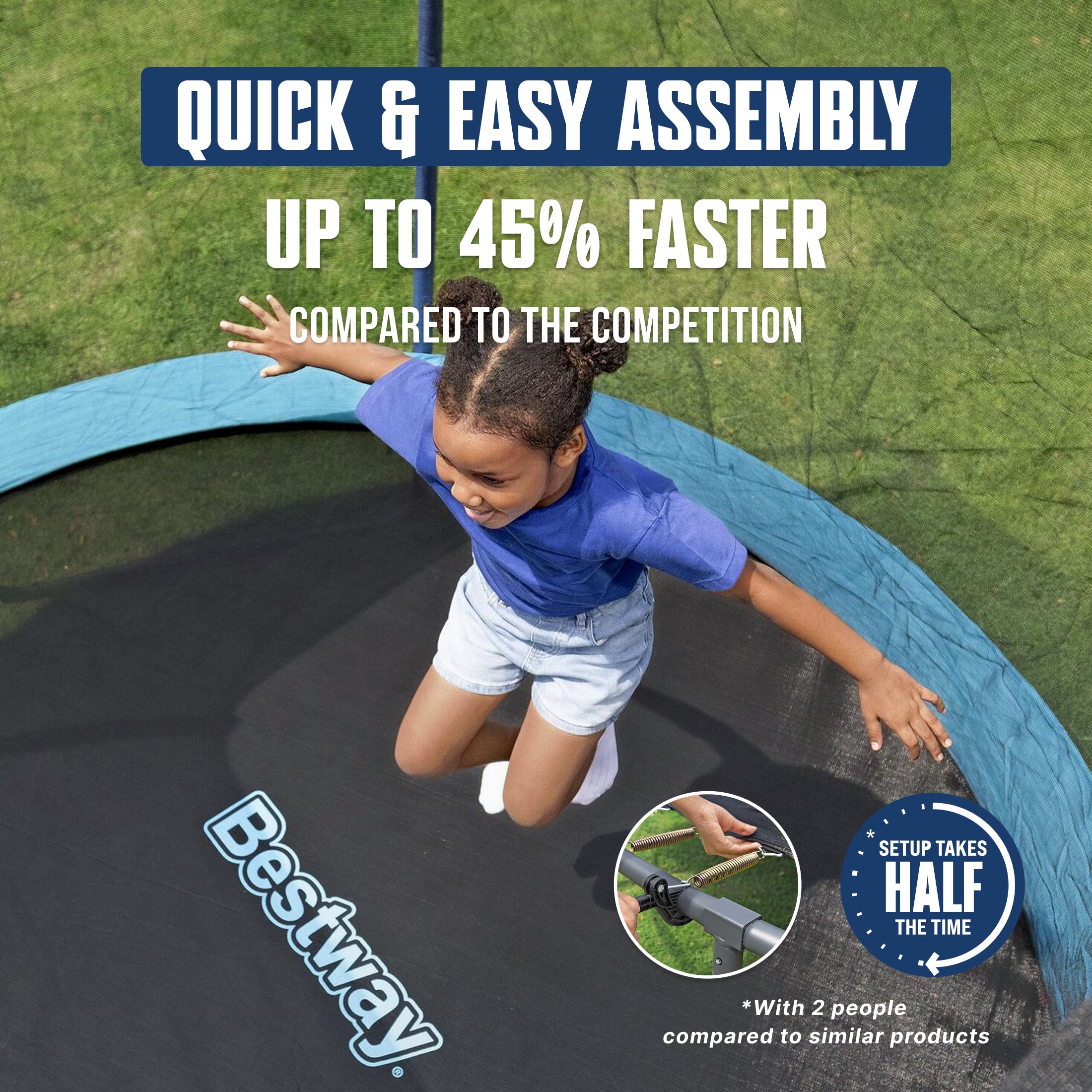 Bestway Xtreme Air 10 ft Outdoor Trampoline for Kids & Adults. No-Gap Enclosure. Foam-Padded Poles - Image 4