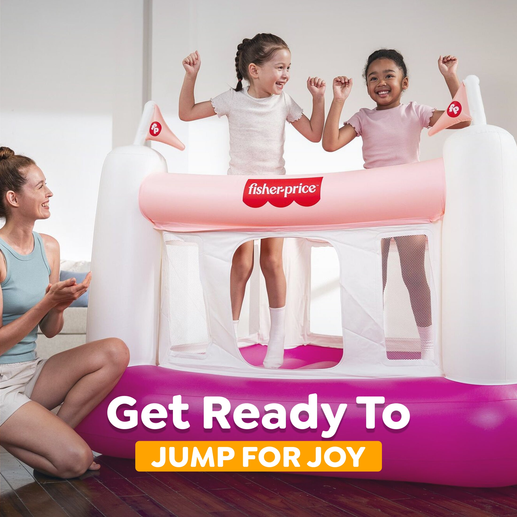 Fisher-Price Bouncesational Bounce House with Built-in Pump. Pink - Image 6