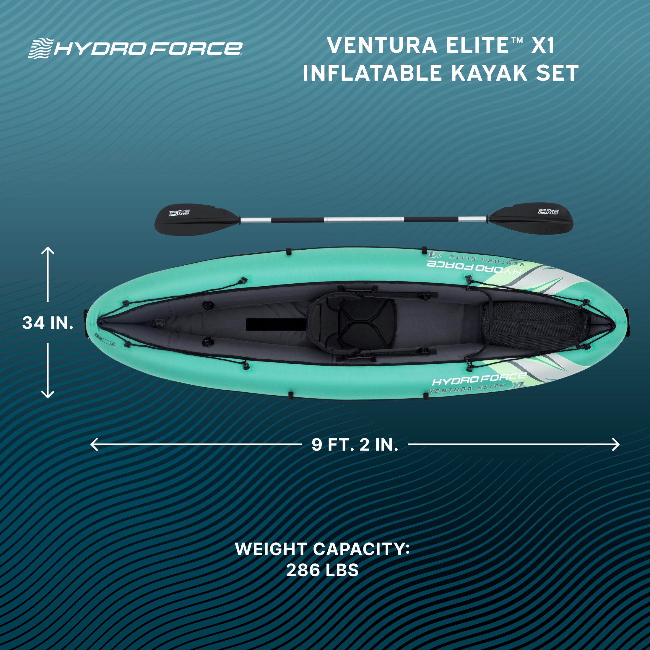Hydro Force Ventura Elite X1 Inflatable 1-Person Kayak Set 9'2 - Image 3