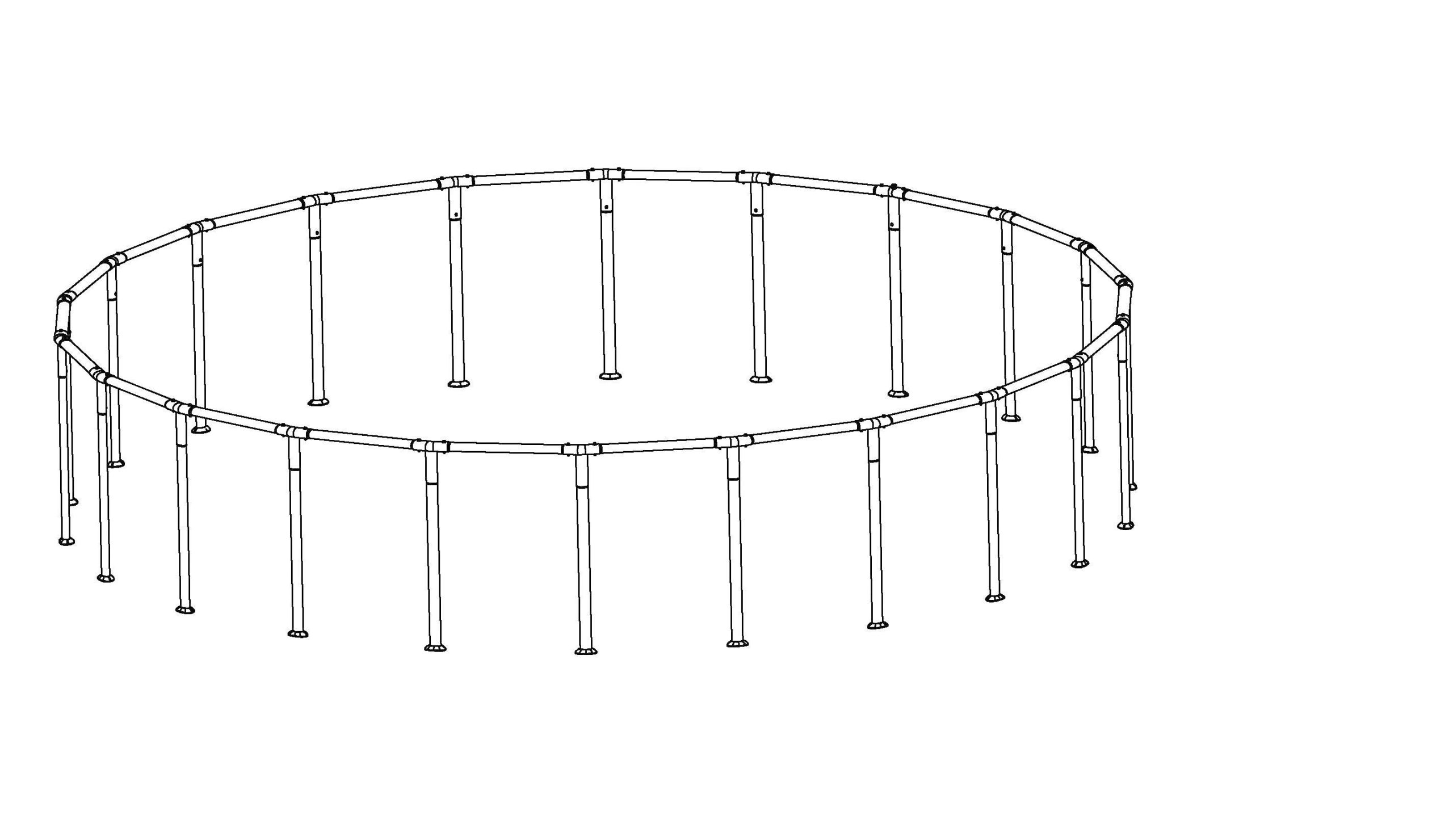 Coleman Power Steel 22' x 52 Above Ground Round Pool Frame Set Replacement. Gray (Footings and T-Connectors)