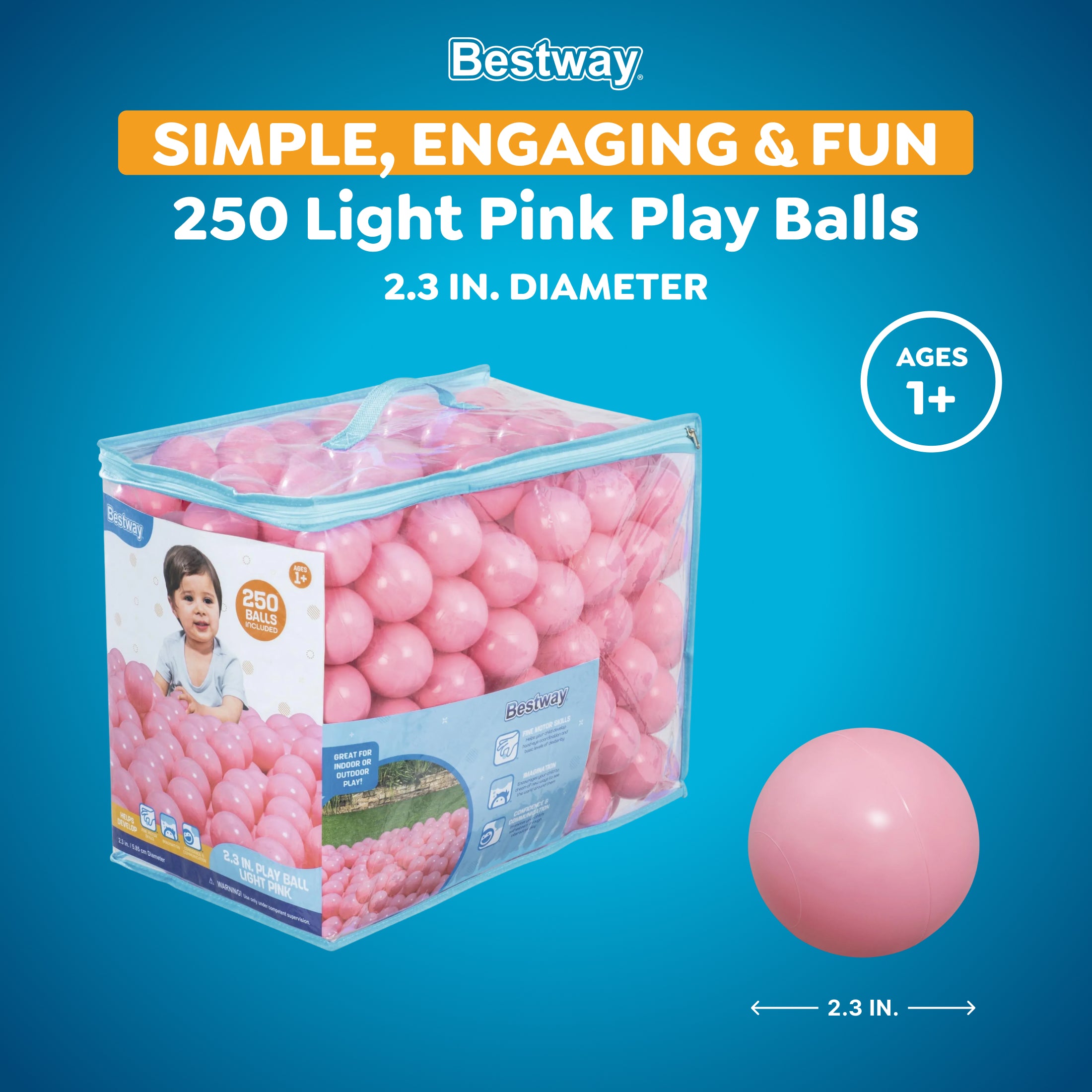 Bestway 250 Play Balls. Light Pink - Image 2