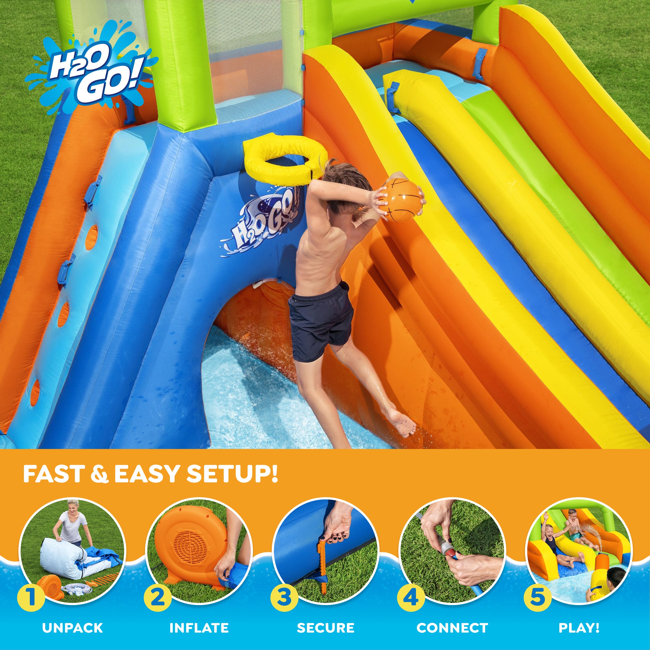 H2OGO! Wild Tide Kids Inflatable Water Park 19' 8 - Image 5