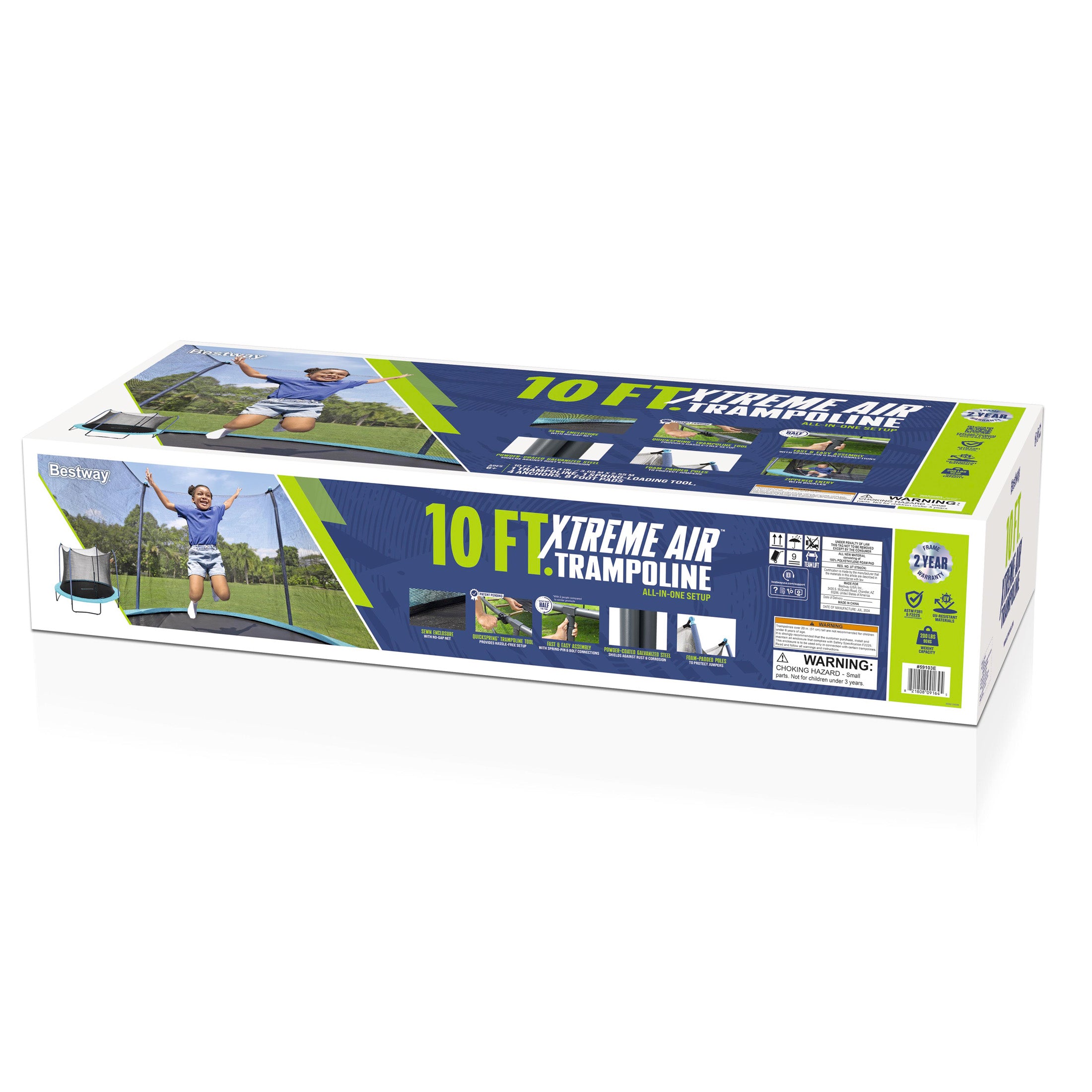 Bestway Xtreme Air 10 ft Outdoor Trampoline for Kids & Adults. No-Gap Enclosure. Foam-Padded Poles - Image 12