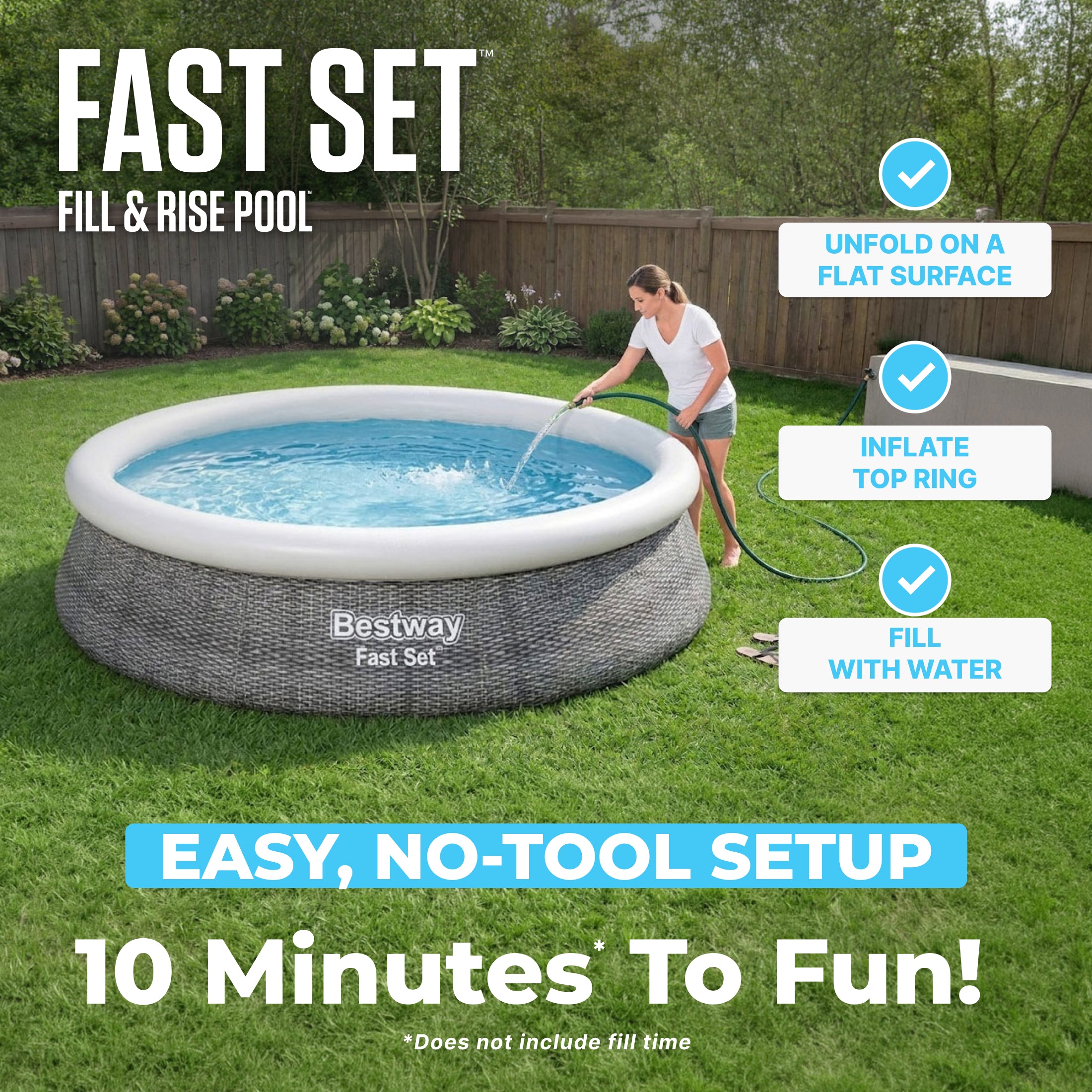 Bestway Fast Set 12' x 30 Inflatable Round Soft Sided Above Ground Pool Set - Image 3
